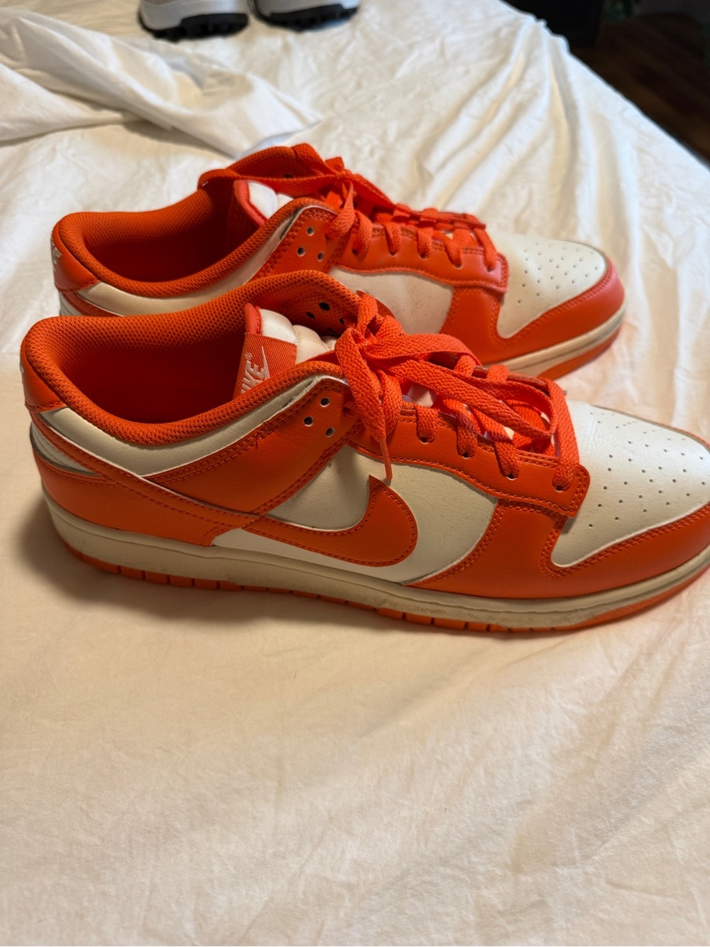 Men’s Orange and White Nike Dunk Low size 12